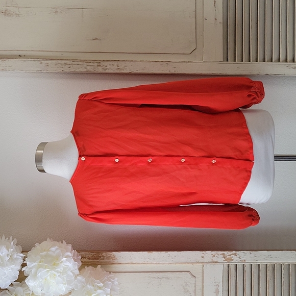 Philippe Ronsand paris pleated front, longsleeves orange blouse women's size 36 - Picture 6 of 11